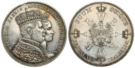 Germany
Germany, Prussia. Wilhelm I (18611888). Coronation thaler (Vereinstaler) 1861 A, Berlin 

Ryski, ale zachowane dużo połysku.&nbsp;

Detai...