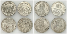 Germany
Germany, Prussia. Frederick II (17401786). Six-coin 1752-1757, Knigsberg, Wrocaw, Cleve, set of 4 coins 

Różne daty i mennice.Stany zachow...