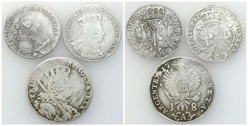 Germany
Germany, Prussia. Frederick II (1740-1786). Six-coin, Ort, set of 3 
...