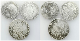 Germany
Germany, Prussia. Frederick II (1740-1786). Six-coin, Ort, set of 3 

Ort z nieczytelną datą, szóstaki z lat 1755 i 1657.Obiegowe stany zac...