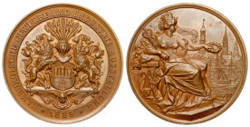 Germany
Germany, Hamburg. Medal Exhibition of Trade and Industry 1889, bronze 
AW: Personifikacja miasta Hamburg , w tle widok miasta, iglice św. Mi...