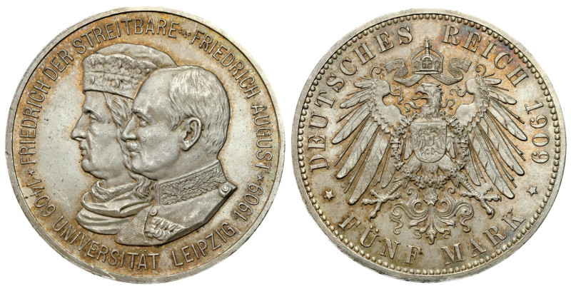 Germany
Germany. Saxony. 5 Marks 1909 BEAUTIFUL 

Pięknie zachowana moneta. S...