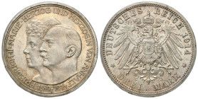 Germany
Germany, Anhalt-Dessau. Frederick II (19041918), 3 marks 1914 A, Berlin 

Moneta wybita na 25. rocznicę zaślubin Fryderyka II z Marią Badeń...