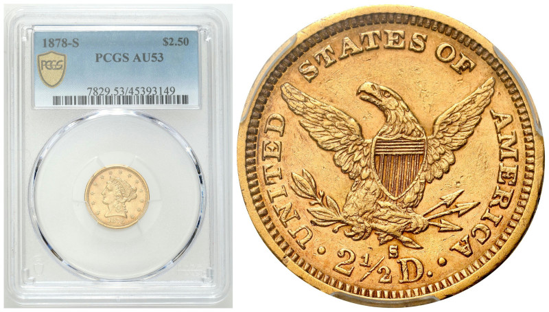 United States of America (USA)
USA. 2.5 Dollars 1878 S, San Francisco PCGS AU53...