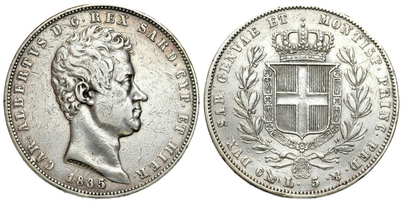 Italy and the Vatican
Italy. Carlo Alberto. 5 Lire 1835, Genova 

Resztki poł...