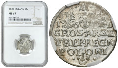 Sigismund III Vasa 
POLSKA / POLAND / POLEN / POLOGNE / POLSKO

Zygmunt III Waza. Trojak (3 grosze) 1619, Kraków NGC MS67 (MAX) - PIĘKNY 

Najwyż...