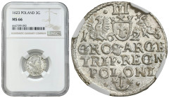 Sigismund III Vasa 
POLSKA / POLAND / POLEN / POLOGNE / POLSKO

Zygmunt III Waza. Trojak (3 Groschen - Grosze ) 1623, Krakow / Cracow NGC MS66 (2MA...