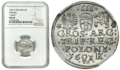 Sigismund III Vasa 
POLSKA / POLAND / POLEN / POLOGNE / POLSKO

Zygmunt III Waza. Trojak (3 Groschen - Grosze ) 1601, Krakow / Cracow NGC MS62 – BE...