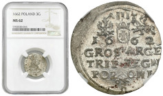 John II Casimir 
POLSKA / POLAND / POLEN / POLOGNE / POLSKO

Jan II Kazimierz. Trojak (3 Groschen - Grosze ) 1662, Krakow / Cracow NGC MS62 (MAX) ...