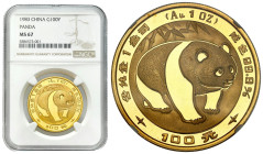 World coins 
POLSKA / POLAND / POLEN / POLOGNE / POLSKO

China. 100 Yuan 1983 Panda NGC MS67 

Piękny egzemplarz w slabie NGC z notą MS 67.

De...