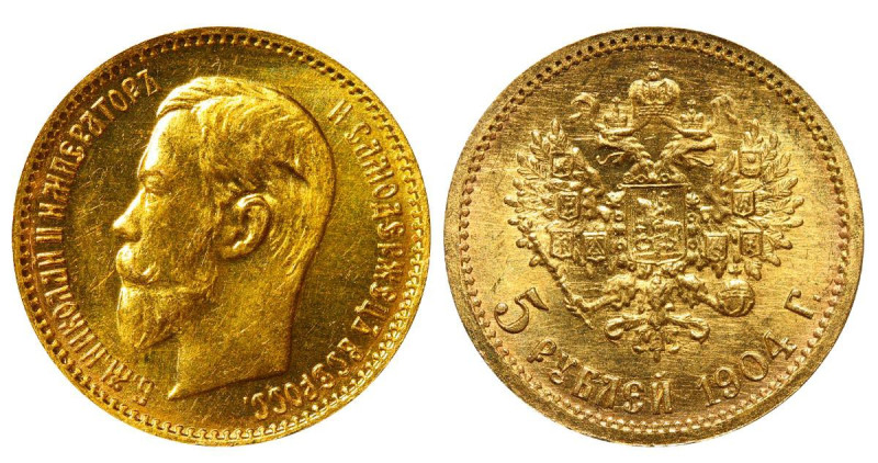 Russian Empire, Emperor Nicholas II (1894-1917), 5 roubles, 1904 year, Gold, 4,3...