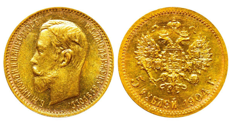 Russian Empire, Emperor Nicholas II (1894-1917), 5 roubles, 1904 year, Gold, 4,3...