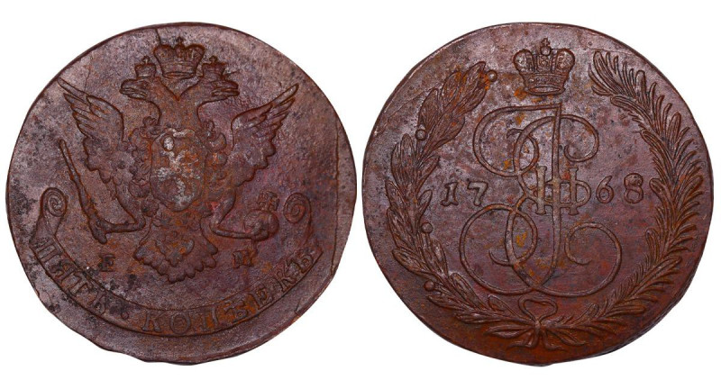 Russian Empire, Empress Catherine II (1762-1796), 5 kopecks, 1768 year, Copper, ...