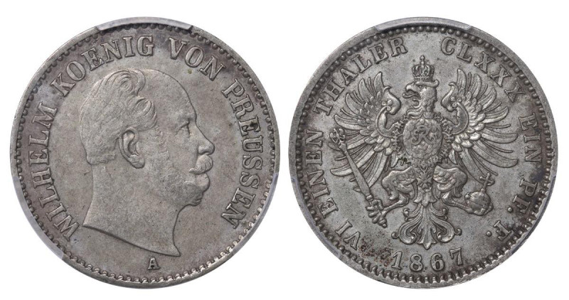 Kingdom of Prussia (German States), King William I (1861-1888), ⅙ thaler, 1867 y...