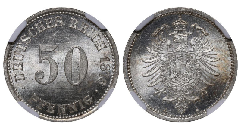 Germany (1871-1948), Emperor Wilhelm I (1871-1888), 50 pfennigs, 1876 year, Silv...