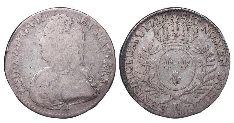 France, King Louis XV (1715-1774), 1/2 Ecu (Demi-Ecu), 1729 year, Silver, 14,744...