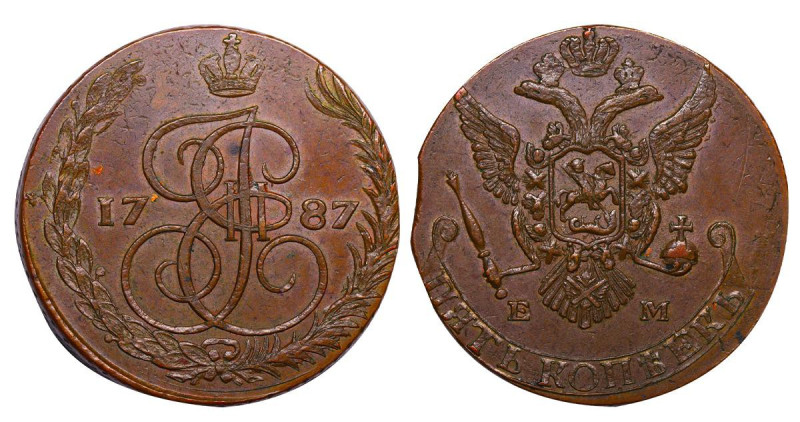 Sweden, King Gustav III (1771-1792), 5 kopecks, 1787 year, Copper, 51,2 gr, SM#1...