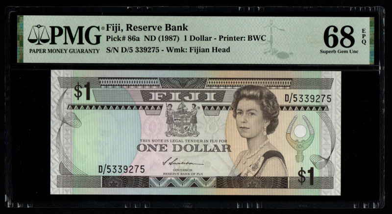 Fiji, Reserve Bank Pick# 86a ND (1987) 1 Dollar - Printer: BWC S/N D/5 339275 - ...