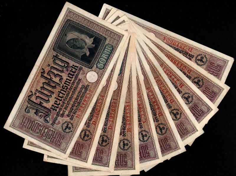 Germany, Occupation of Ukraine, 10 Banknotes - 50 Reichsmark, 1940-1945 year