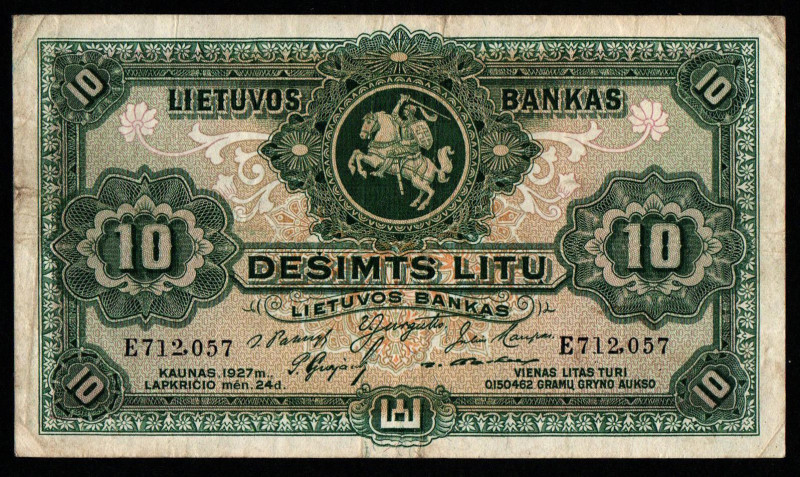 Lithuani, 10 Litu, 1927 year, E712,057