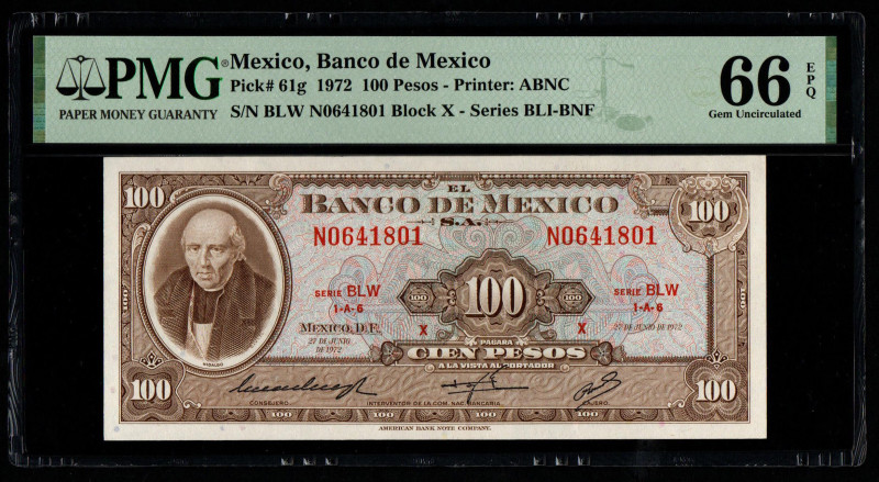 Mexico, Banco de Mexico S/N BLW N0641801 Block X - Series BLI-BNF Pick# 61g 1972...