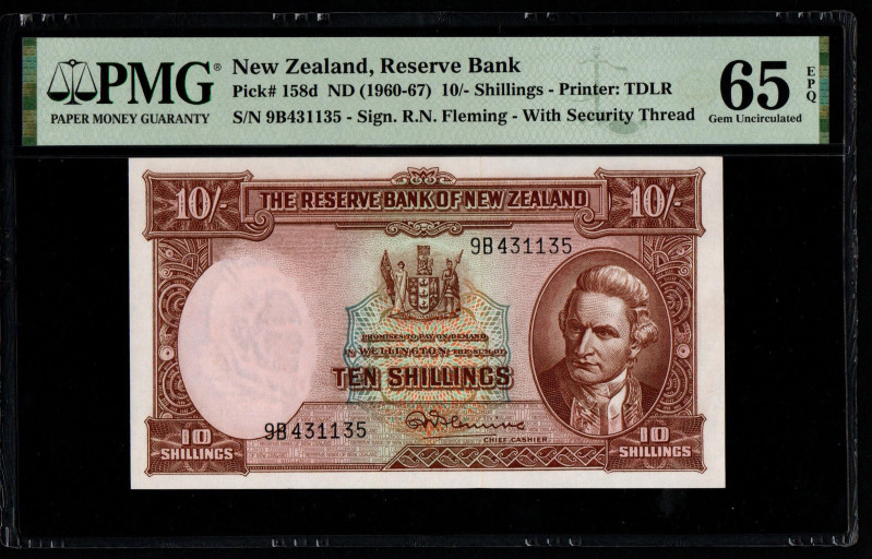 New Zealand, Reserve Bank Pick# 158d ND (1960-67) 10/- Shillings - Printer: TDLR...