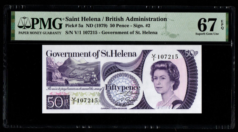 Saint Helena / British Administration Pick# 5a ND (1979) 50 Pence - Sign. #2 S/N...