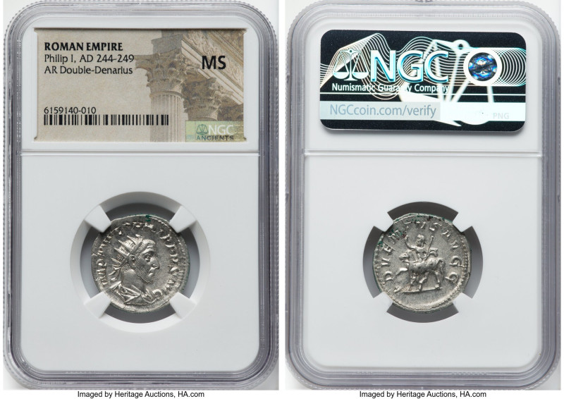 Philip I (AD 244-249). AR antoninianus (22mm, 12h). NGC MS. Rome, AD 244-247. IM...