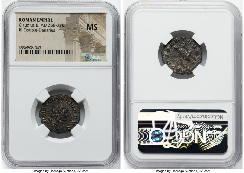 Claudius II (AD 268-270). BI antoninianus (20mm, 5h). NGC MS. Antioch. IMP C CLA...