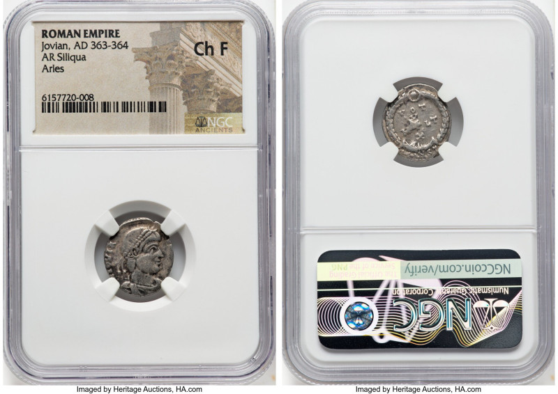 Jovian (AD 363-364). AR siliqua (17mm, 6h). NGC Choice Fine. Arles, 3rd officina...