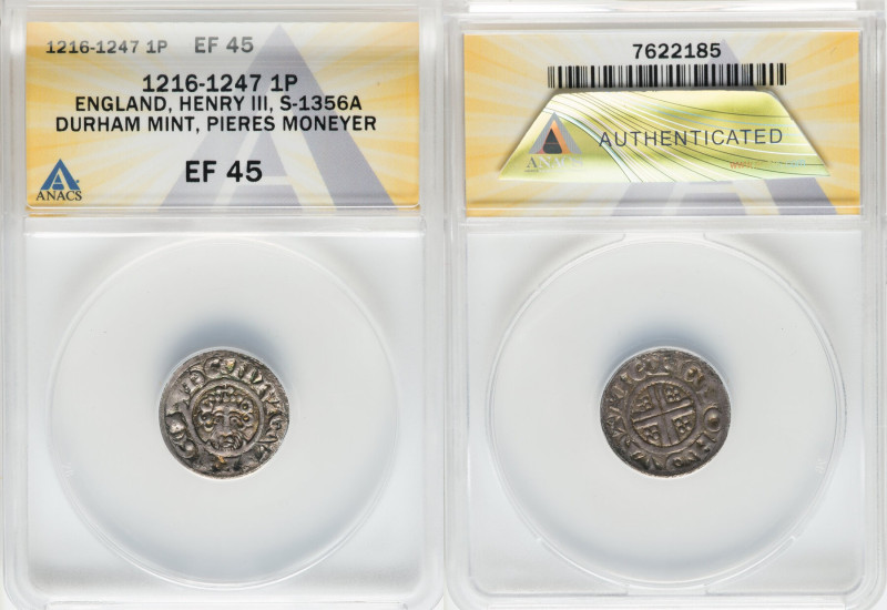 Henry III (1216-1272) Penny ND (1216-1247) XF45 ANACS, Durham mint, Pieres as mo...