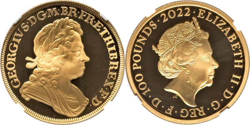 Elizabeth II gold Proof "King George I" 100 Pounds (1 oz) 2022 PR70 Ultra Cameo ...