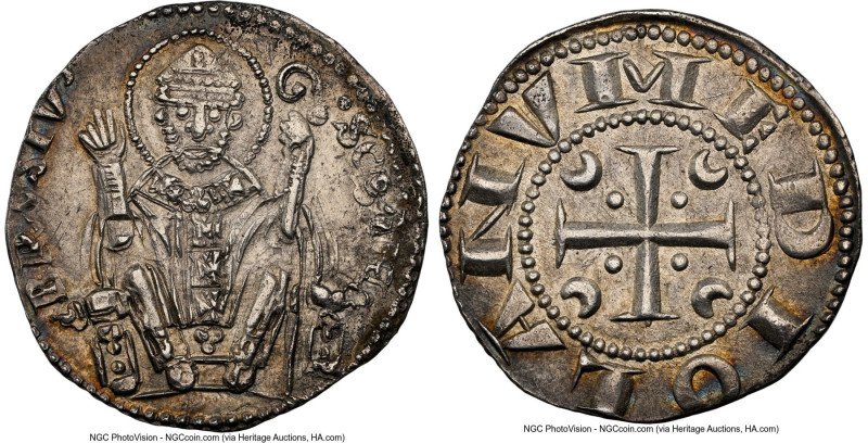 Milan. Republic Ambrosino (Grosso) ND (1250-1310) UNC Details (Cleaned) NGC, Bia...