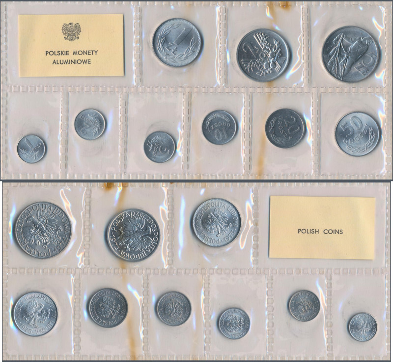 Polen: 9 Aluminium Münzen Set Polish Coins / Polskie Monety Aluminiowe mit Werte...