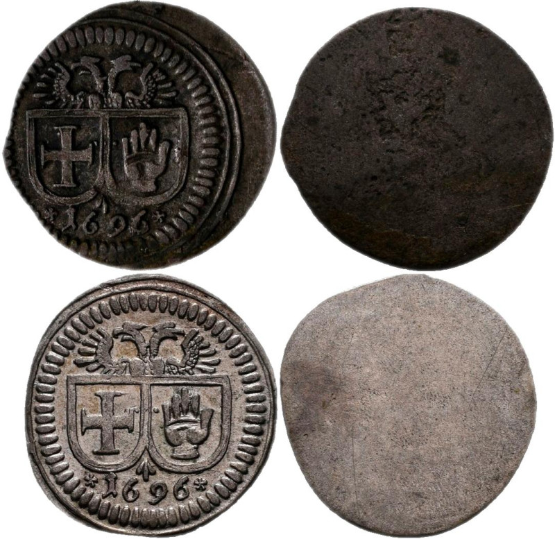 Altdeutschland und RDR bis 1800: Schwäbisch Hall, 2 x Einseitiger Pfennig 1696 m...