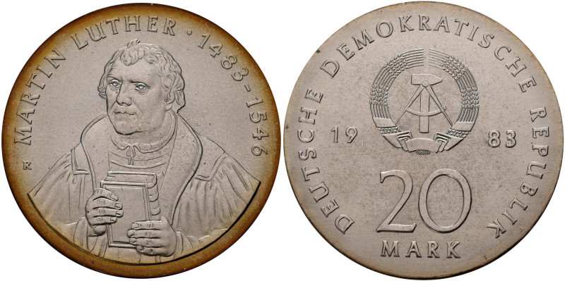 DDR: 20 Mark 1983, Martin Luther, Jaeger 1591, feine Patina, Stempelglanz.
 [di...