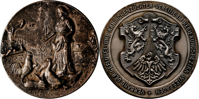 Medaillen Deutschland - Geographisch: Wiesbaden: Versilberte Bronzemedaille o.J....