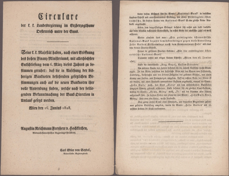 Austria: Privilegirte Oesterreichische National-Bank, Circular-Verordnung vom 16...