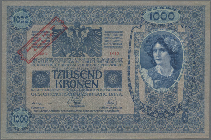 Austria: Österreichisch-Ungarische Bank, lot with 5 banknotes, Overprint Series ...