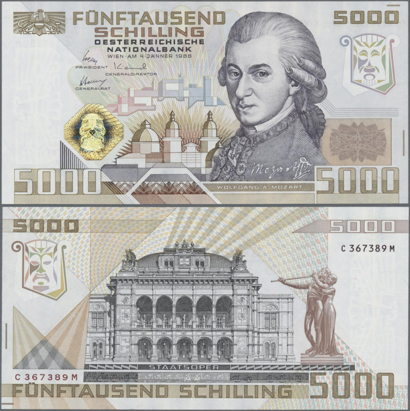 Austria: Österreichische Nationalbank, 5.000 Schilling 1988, P.153 in UNC condit...