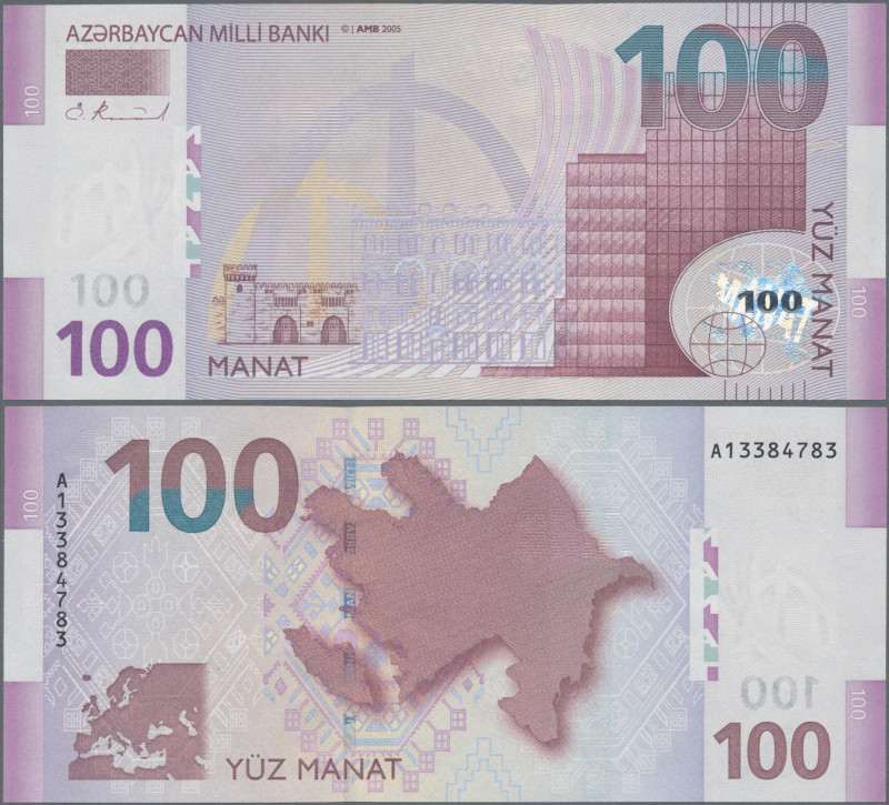 Azerbaijan: Azerbaijan National Bank, 100 Manat 2005, P.30 in UNC condition.
 [...