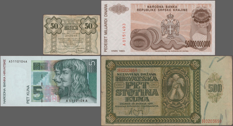 Croatia: Croatia and Serbian Krajina, lot with 160 banknotes, series 1941-1993, ...