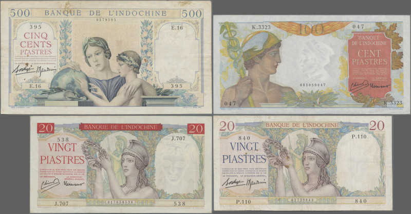 French Indochina: Banque de l'Indochine, Series ND(1936-1954), with 20 and 500 P...