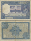 India: Government of India, 10 Rupees ND(1917-30), P.7a, staple holes, toned paper, minor margin split and several folds, Condition: F/F-.
 [differen...