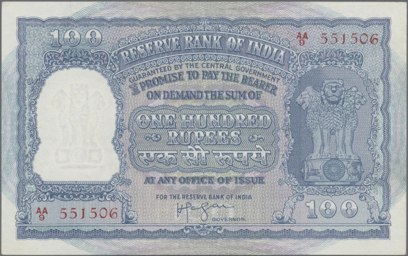 India: Reserve Bank of India, Series ND(1949-1967), comprising 5 times 100 Rupee...