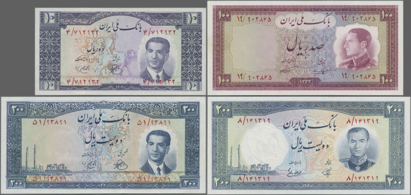 Iran: Bank Melli Iran, Series ND(1951-1958), huge lot with 15 banknotes, 10 Rial...