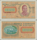 Katanga: Banque National du Katanga, 100 Francs 1960, Issued Note, P.8, tiny dent upper right and lower left, otherwise perfect, Condition: aUNC.
 [d...