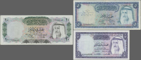 Kuwait: Central Bank of Kuwait, lot with 7 banknotes, Series L.1968, with 2x 1/4, 2x 1/2, 1, 5 and 10Dinars, P.6a,b, 7a,b, 8-10, Condition: F- to aUNC...