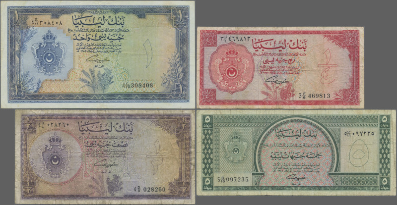 Libya: Bank of Libya, very nice set with 4 banknotes, 1959-1963 series, with ¼ a...