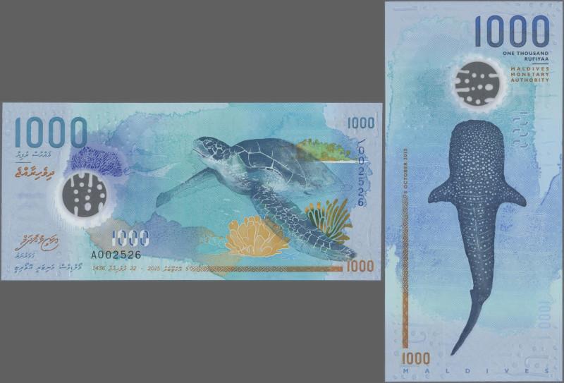 Maldives: Maldives Monetary Authority, 1.000 Rufiyaa 2015, Polymer, P.31 in UNC ...